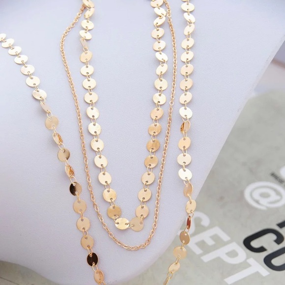 Golden Multilayer Coin Cross Necklace - Picture 3 of 4